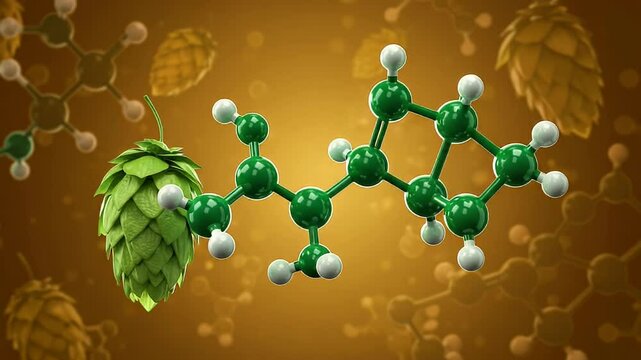 Detailed 3D Model of Plant Compound with Green Cones on Brown Background