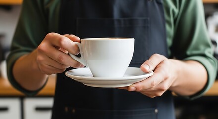 Serving Coffee a Person Holding a Cup of Fresh Coffee