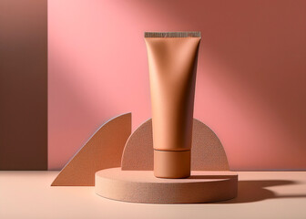 Mockup, modelo, frasco, embalagem em tons terrosos para cremes, cosmético produtos de beleza com embalagens de papelão para personalizar a marca de um produto, logomarca, logotipo, arte para moodboard