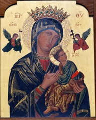 Auxerre cathedral.  Our Lady of Perpetual Help. Fifteenth-century Byzantine icon. Auxerre. France.