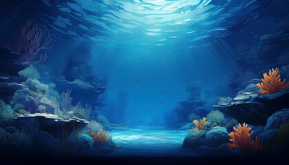 underwater scene deep blue ocean nature background underwater aquatic abstract blue marine