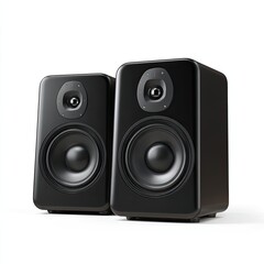 Fototapeta premium High-quality black studio monitors. Dual speakers, sleek design, ideal for audio production