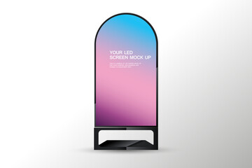 The special shape of Technology LED screen mock up on white background. A half circle LED screen mock up used in advertising space vector