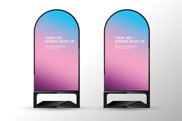 Set of two special shapes in Technology LED screen mock up on white background. A half circle LED screen mock up used in advertising space vector