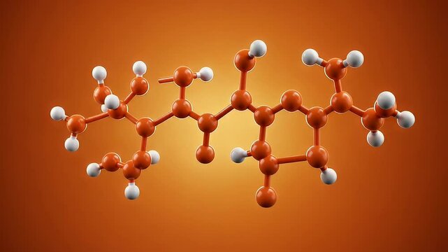 Detailed Molecular Structure 3D Render On An Orange Background Shows Intricate Scientific Model for Chemical Pharmaceutical and Biomedical Applications