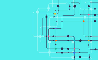 Circuit connect lines and dots. Network technology and Connection concept. Decentralized network nodes connections