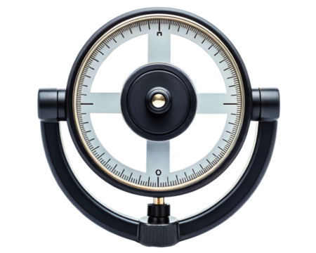 Precision scientific instrument for angle measurement in a laboratory setting on a transparent background