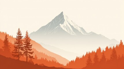 Majestic Mountain Peak Outlined in Negative Space Against Landscape