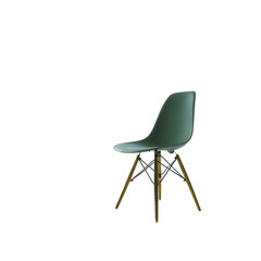 A modern green chair with wooden legs, ideal for contemporary interiors
