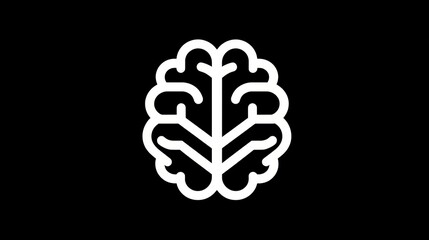 Simplified Brain Outline Design on Black Background for Creative Use