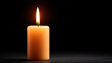Single Candle Flame in a Dark Space with Warm Outlining Effect
