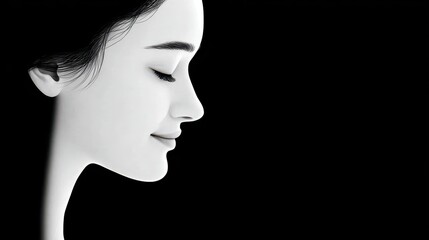 Silhouette of a Face with a Gentle Smile Against a Dark Background