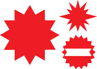 Set of red starburst, sunburst badges. best for sale sticker, price tag, quality mark