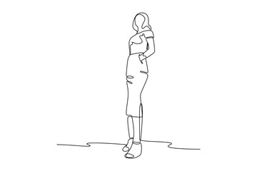 Continuous one line drawing of model woman lifestyle. Rest, holiday, human life, relaxation, comfort, lifestyle. Single line design vector graphic illustration