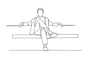 Continuous one line drawing of rich people's lifestyle. Rest, holiday, human life, relaxation, comfort, lifestyle. Single line design vector graphic illustration