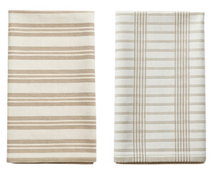 Two stylish kitchen towels with elegant stripes for everyday use on a transparent background