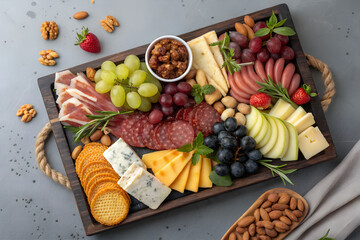 Delicious Charcuterie Board with Grapes Cheese and Meat