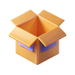 Modern 3D Isometric Open Cardboard Box Icon