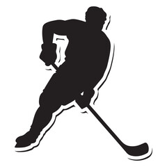 Graphic illustration of a hockey player silhouette