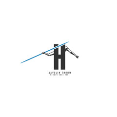 Letter H Athlete logo. Alphabet H Javelin Thrower Design Icon