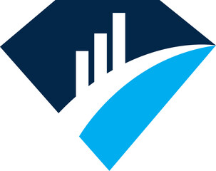 Diamond and Chart bar Light Vector Logo. Business Icon  Business Finance professional logo