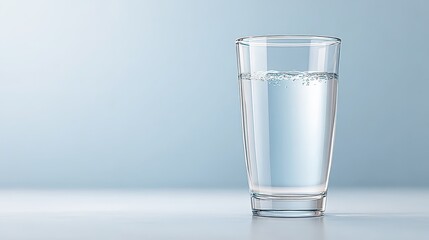 Clear Glass of Water in Negative Space with Soft Gradient Background