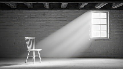 Serene Quiet Room Illuminated by a Single Beam of Light