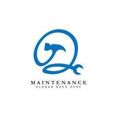 Letter Q House Maintenance Logo. Alphabet Q Building Construction Icon