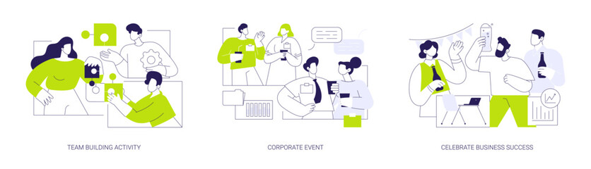 Teamwork activities isolated cartoon vector illustrations se