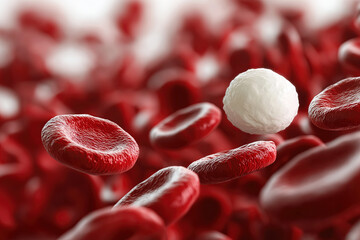 Close-up of red and white blood cells showing cellular detail and movement in the bloodstream