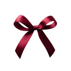 Elegant red satin ribbon bow, perfect for gift wrapping, party decorations, or crafting projects. Isolated on a white background for clean, professional presentation.