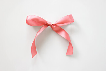 묶여진 핑크 리본. 하얀배경,