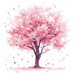 Fototapeta premium Cherry blossom tree illustration