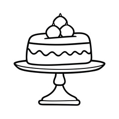 one line drawing of a cake stand with cake.eps