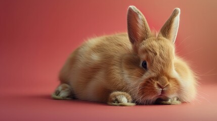 Obraz premium Orange Rabbit on Pink Background