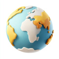 Stylized cartoon globe, simplified continents