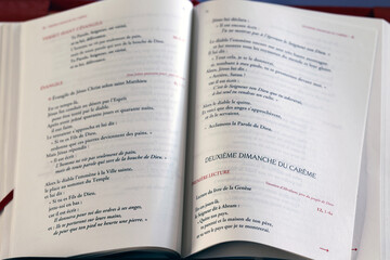 Catholic church. Gospel. Sunday of Lent. Megeve.France.