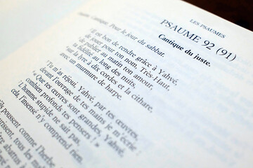 Holy bible. Psalm number 92.  Saint Julien en Genevois. France.