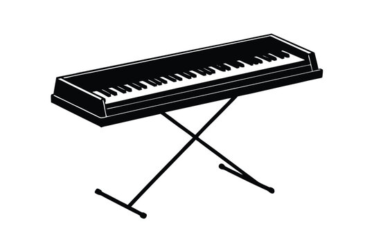 silhouette of a digital piano on a stand.eps