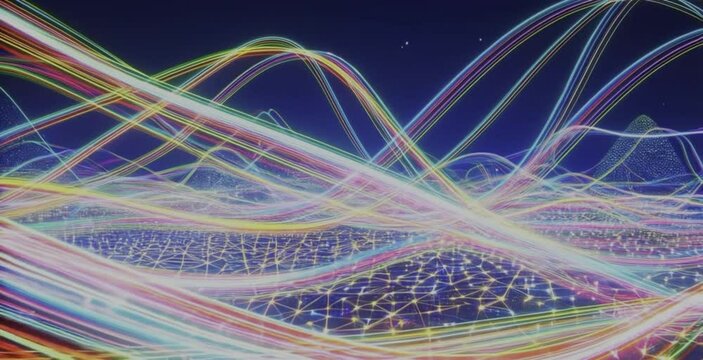 abstract fractal background Abstract digital network connections flowing, glowing lines, futuristic technology background, seamless loop.&rdquo; or &ldquo;Data stream visualization, geometric patterns, light trai