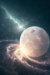 Cosmic Fantasy A Celestial Body above Galaxy