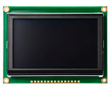 LCD display module for electronic projects and devices on a transparent background - Powered by Adobe