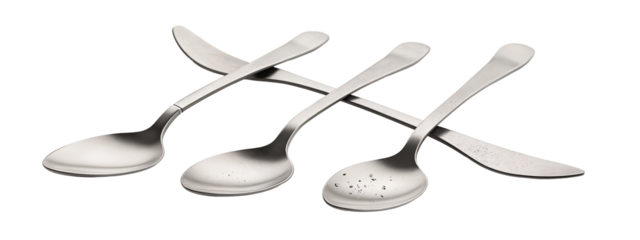 A set of three stainless steel spoons