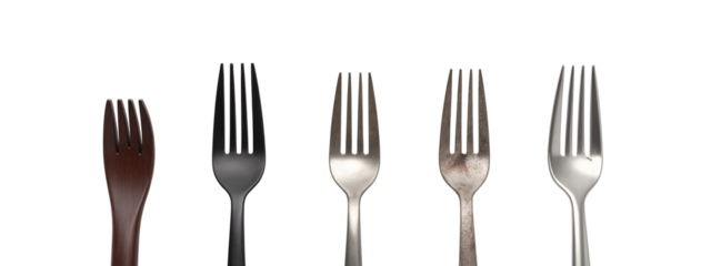A row of four forks lined up against