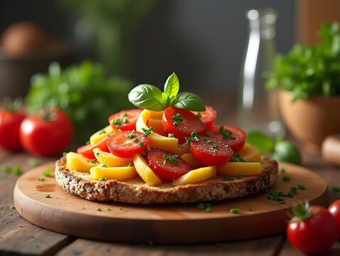 AI generated food on the kitchen table to post on social media professional advertising food photography