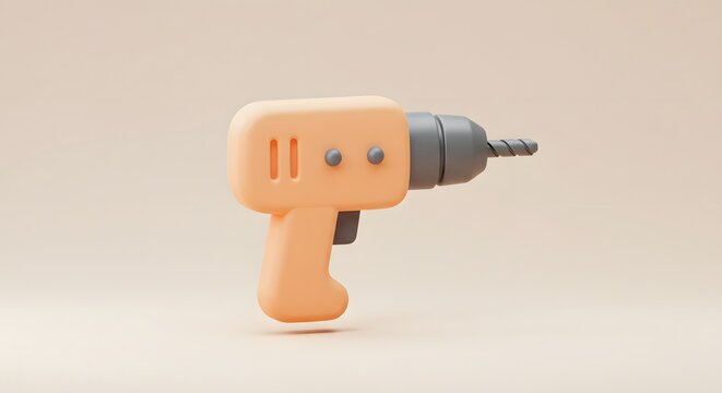 3D Render of a Peach-Colored Cordless Drill Tool  for Home Improvement Projects and DIY Enthusiasts