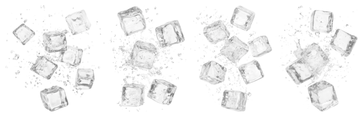 PNG Scattered ice cubes melting, element set on transparent background