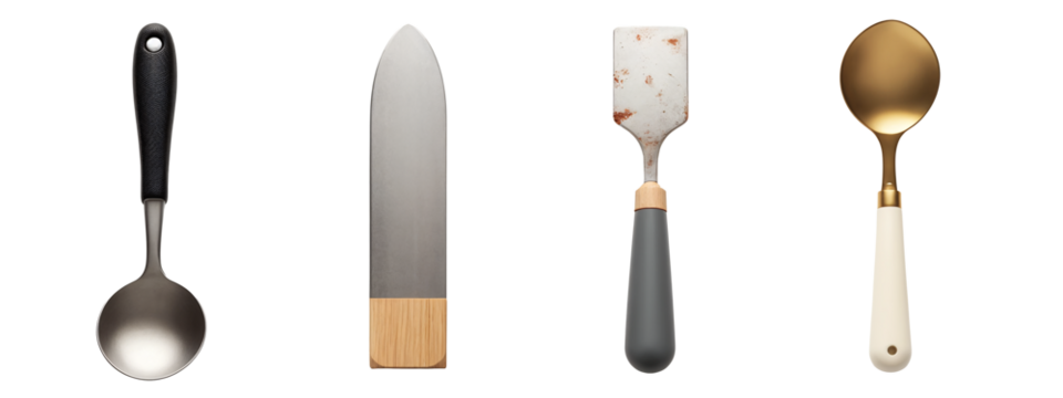 A set of four different types of kitchen utensils - Powered by Adobe