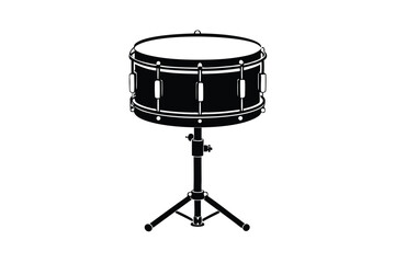 silhouette of a snare drum on a stand.eps
