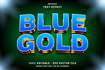 Blue Gold 3d Editable Text Effect Template Style Premium Vector